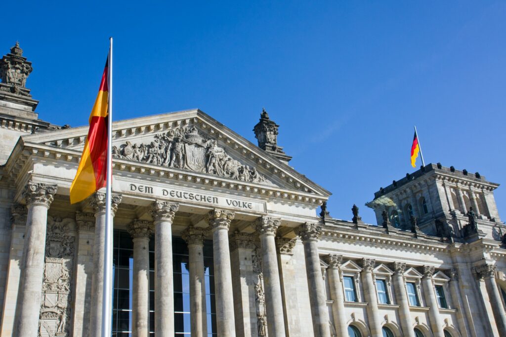 Reichstag with german flag